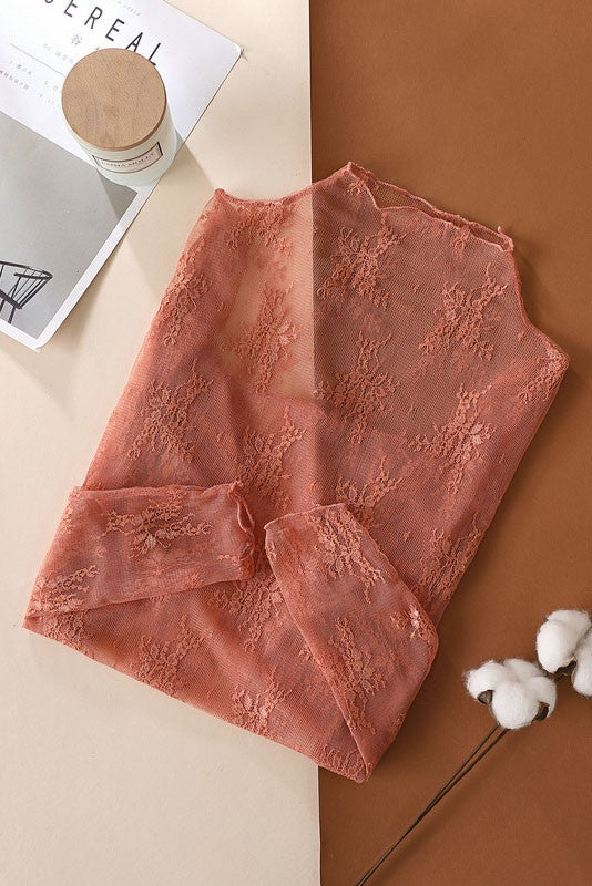 sheer lace long sleeve top