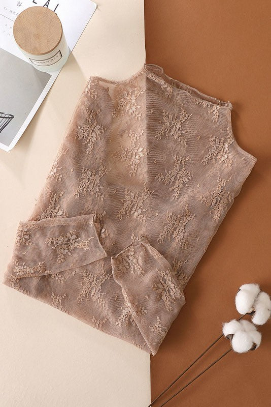 sheer lace long sleeve top