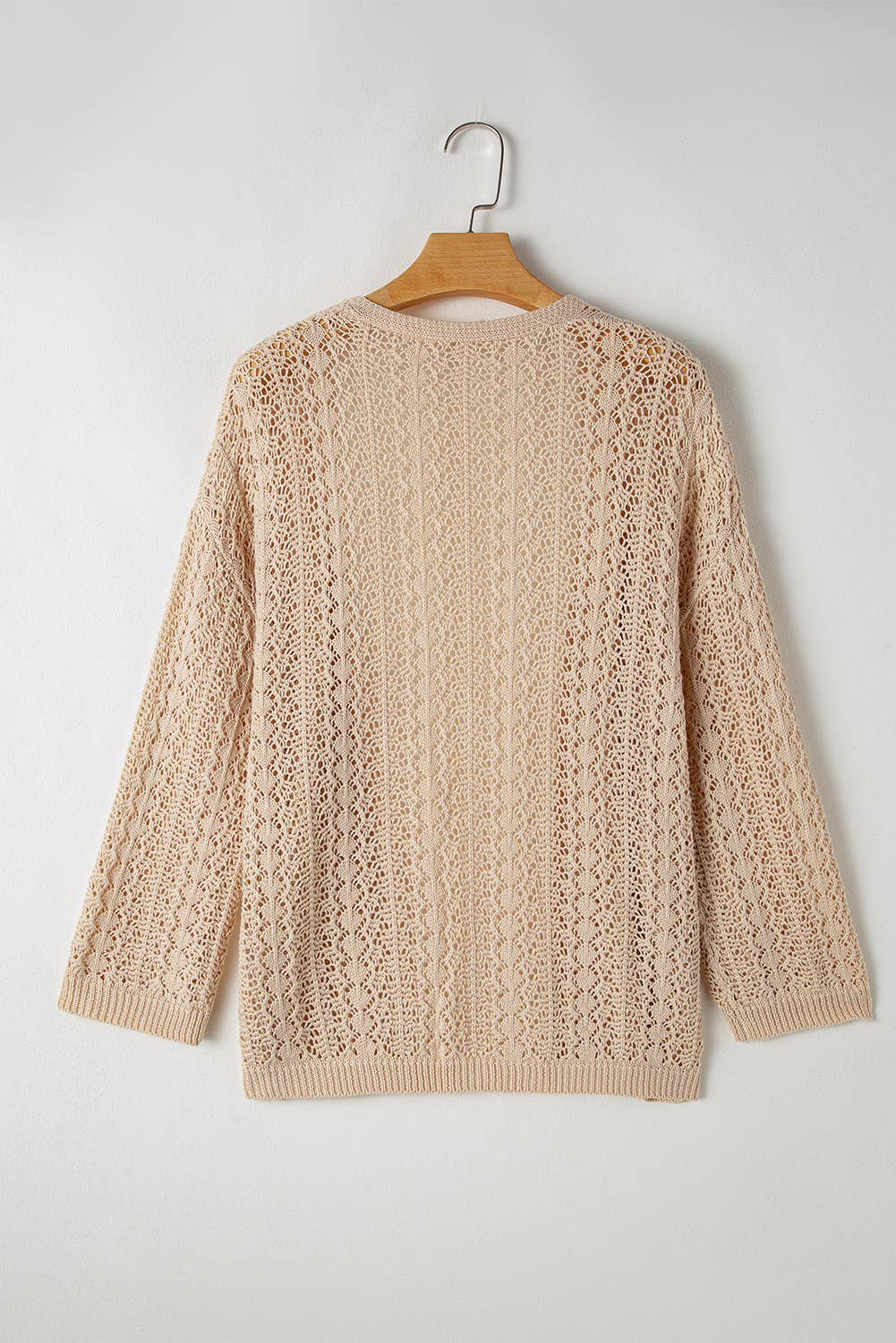 PRETTY BASH - Hollowed Knit 3/4 Sleeve Cardigan