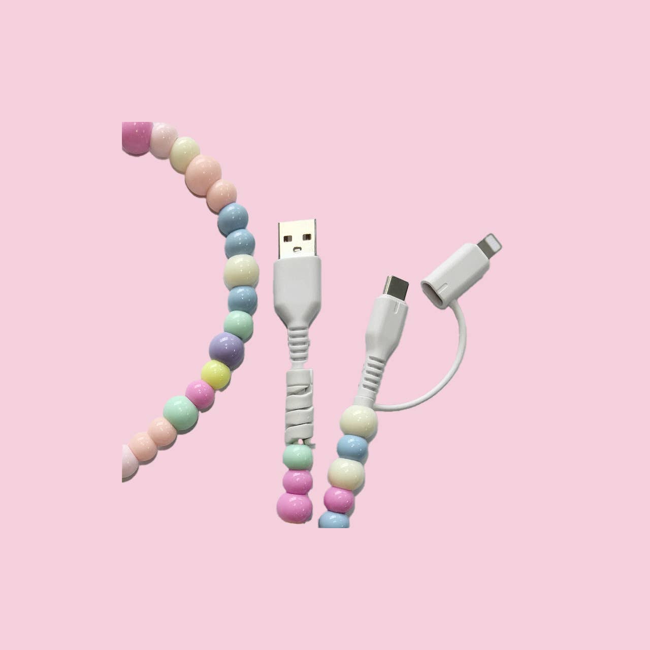Beaded Data Cable 2 in 1 type-c to ip15
