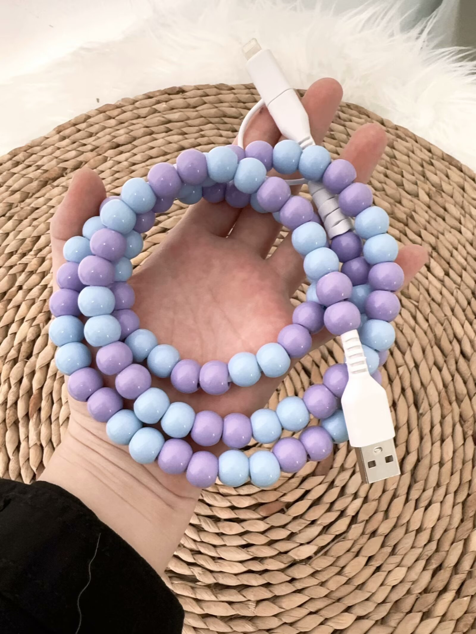 Beaded Data Cable 2 in 1 type-c to ip15