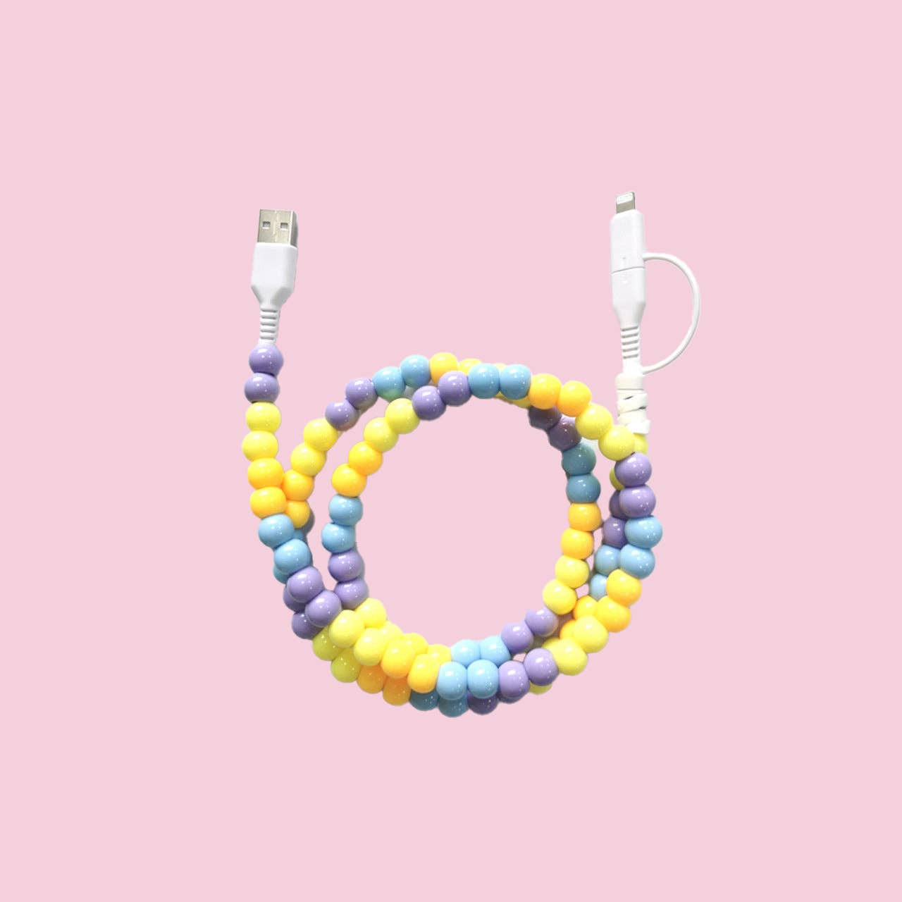 Beaded Data Cable 2 in 1 type-c to ip15