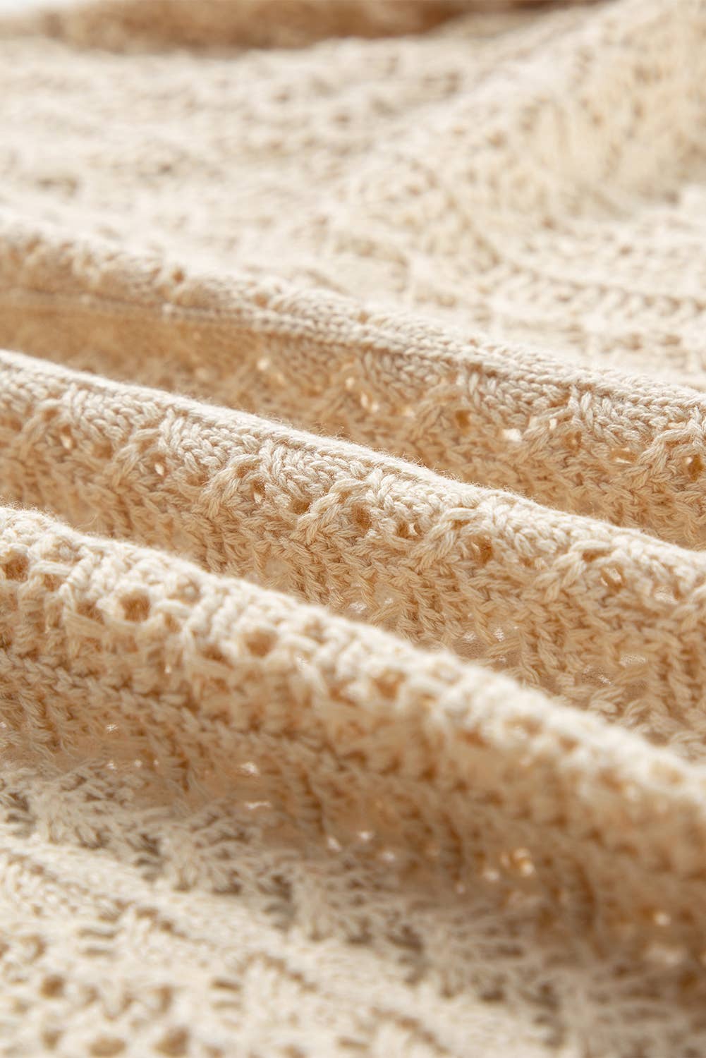 PRETTY BASH - Hollowed Knit 3/4 Sleeve Cardigan