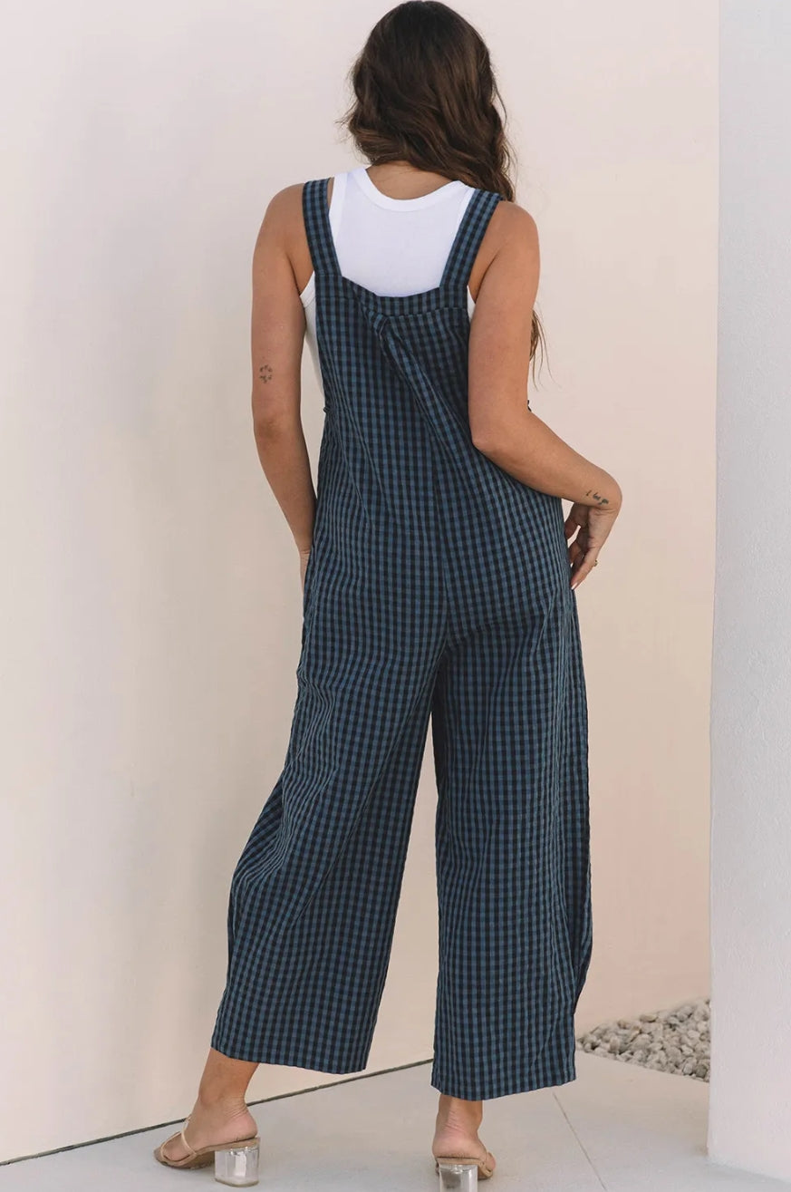 BLUE PLAID JUMPSUIT