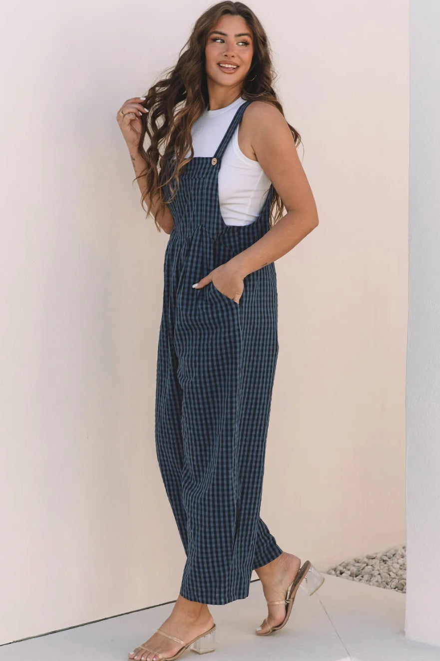 BLUE PLAID JUMPSUIT
