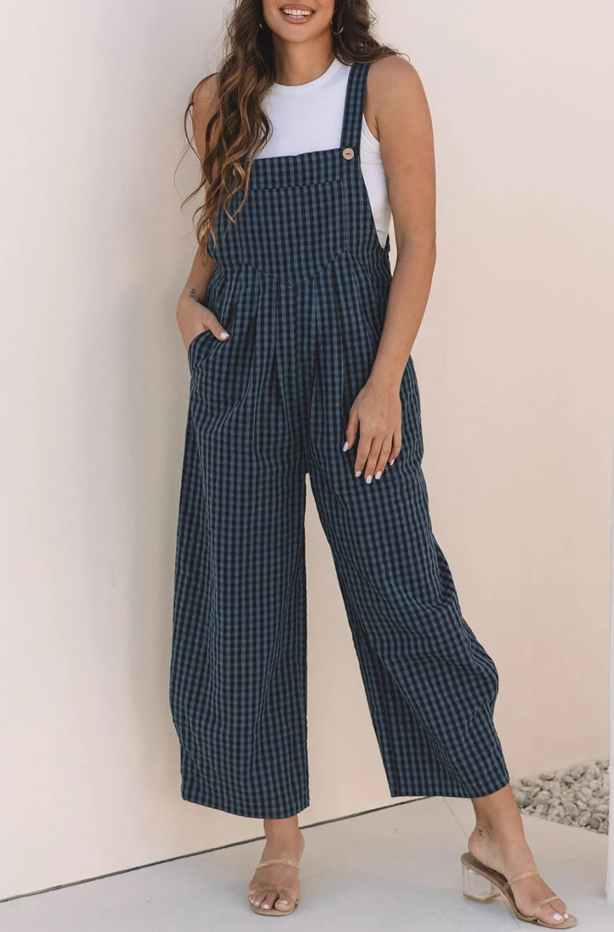 BLUE PLAID JUMPSUIT