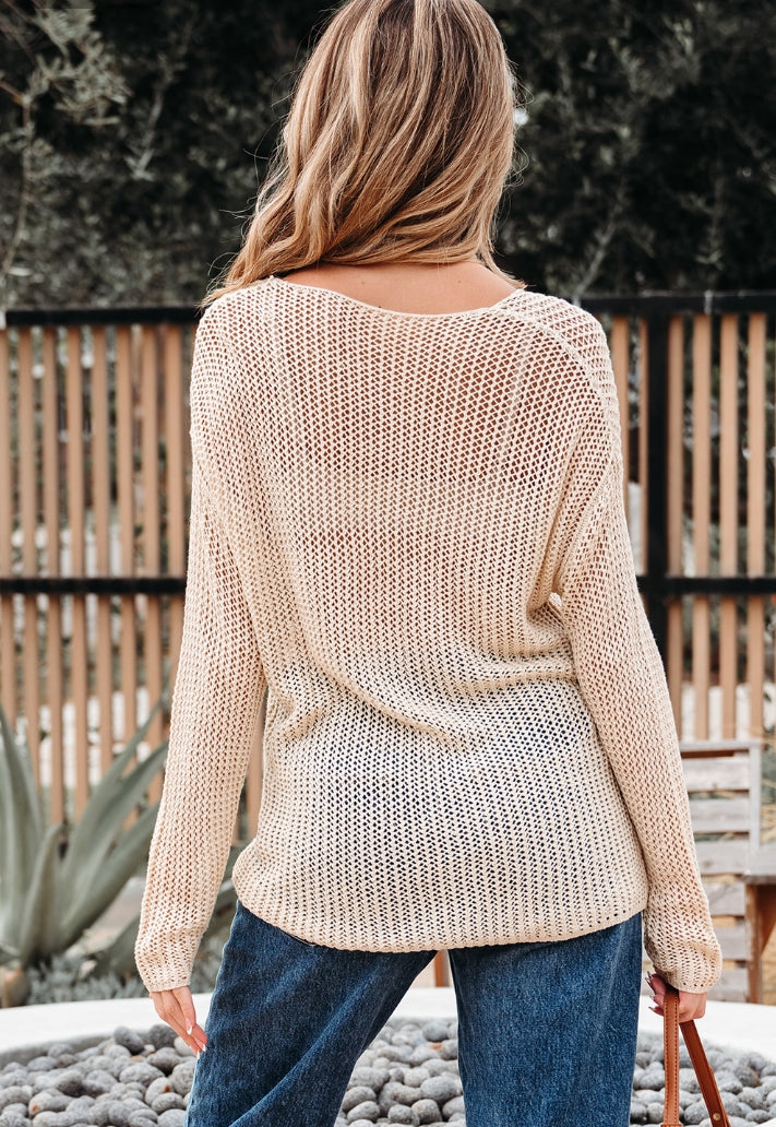 Smoke Gray Crochet Hollow-out Jumper Top Sweater