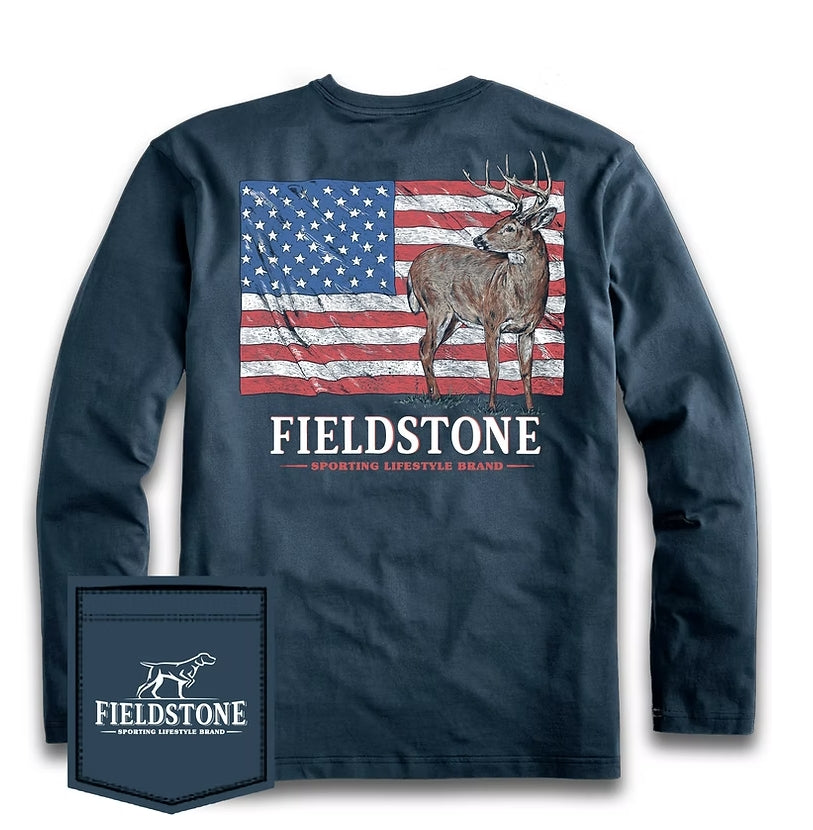 FIELDSTONE FLAG DEER LS SHIRT