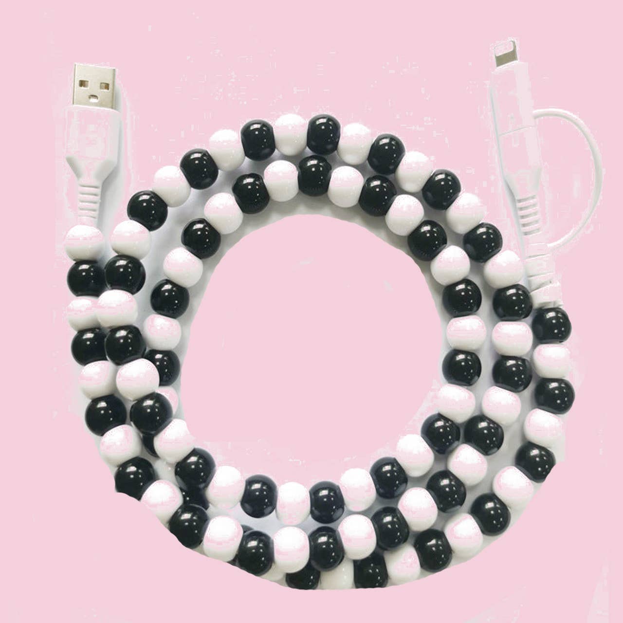 Beaded Data Cable 2 in 1 type-c to ip15