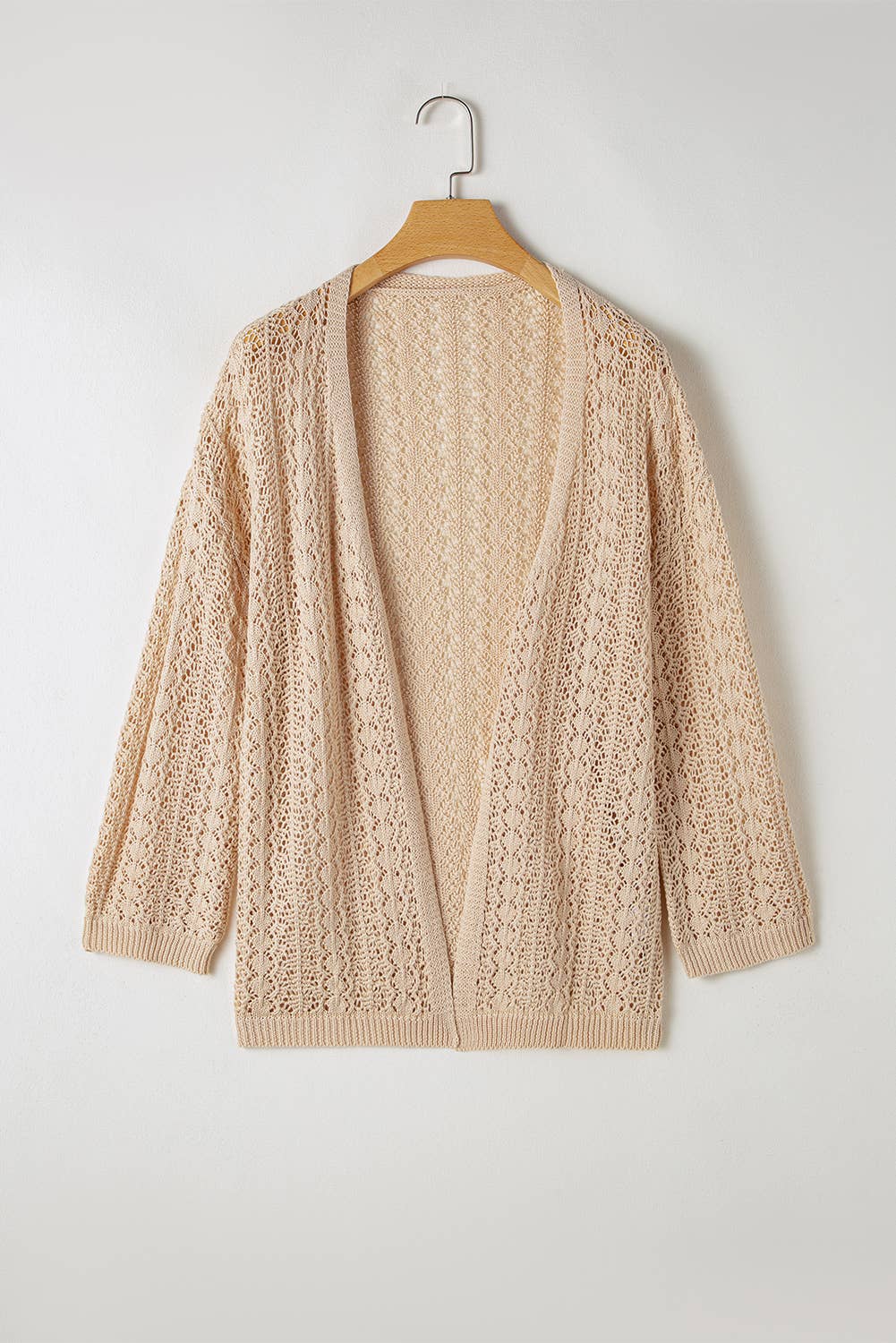 PRETTY BASH - Hollowed Knit 3/4 Sleeve Cardigan
