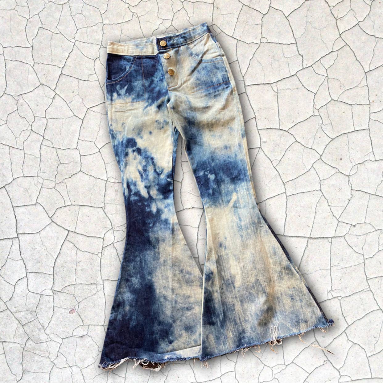 The Design Chambers - Toddler & Tween Watercolor Flare Bellbottoms Denim Jeans